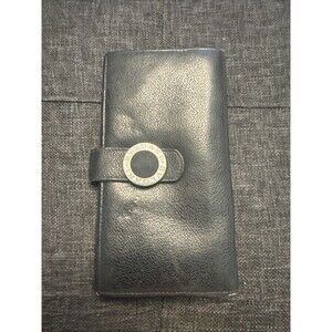 Bvlgari Long Bifold Wallet Leather Coin Pouch Made In Italy Residue Weak Snap